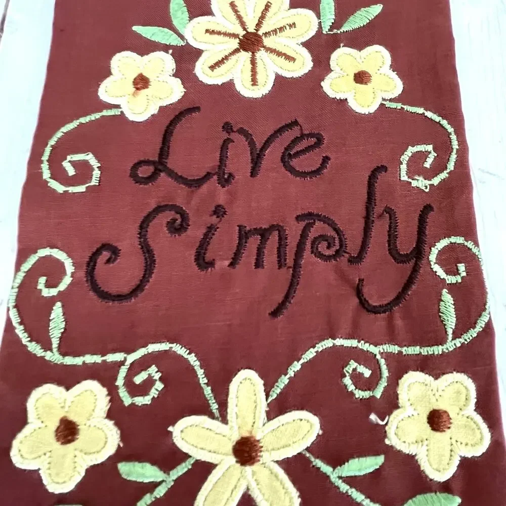 Set of 3 Retro-Style Kitchen Tea Towels Embroidered Floral Inspirational Ric-Rac